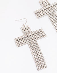 Rhodium Flowing Cross Drop Earrings - link has visual effect only