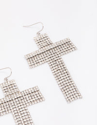 Rhodium Flowing Cross Drop Earrings - link has visual effect only