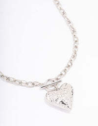 Rhodium Filigree Puffy Heart Necklace - link has visual effect only