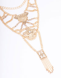 Gold Elaborate Detailed Chain Statement Necklace - link has visual effect only