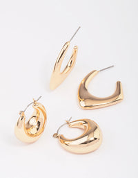 Gold Pendant & Puffy Hoop Earring Pack - link has visual effect only