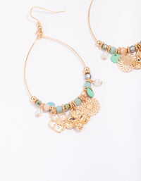 Gold Mixed Flower Beaded Drop Earrings - link has visual effect only