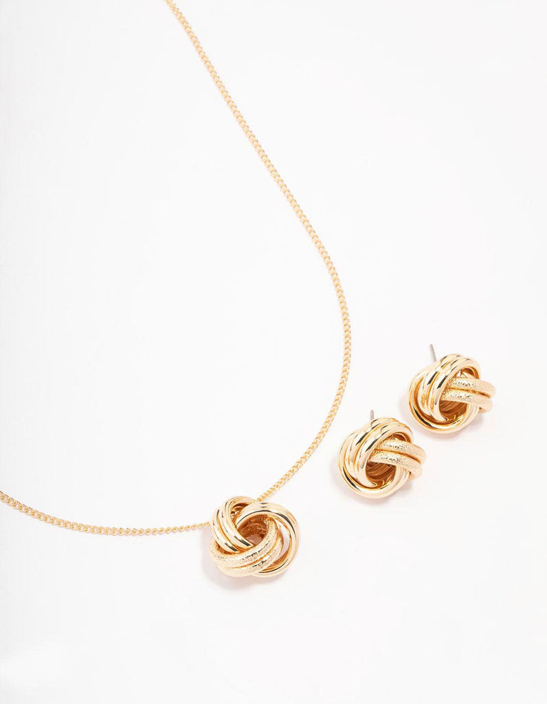 Gold Round Knotted Jewellery Set