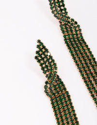 Gold & Emerald Diamante Twisted Drop Earrings - link has visual effect only