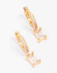 Gold Plated Pave Baguette Huggie Hoop Earrings - link has visual effect only