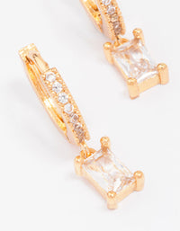 Gold Plated Pave Baguette Huggie Hoop Earrings - link has visual effect only