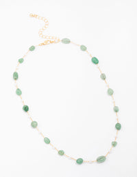 Gold Plated Alternating Semi-Precious Stone Chain Necklace - link has visual effect only