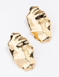 Gold Plated Hammered Oval Stud Earrings - link has visual effect only