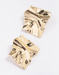 Gold Plated Warped Metal Stud Earrings - link has visual effect only