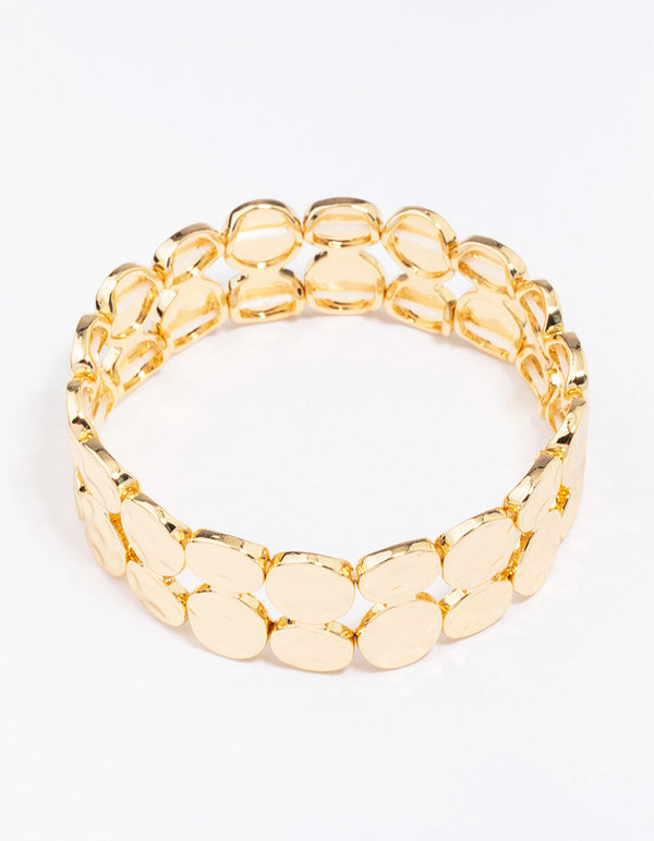 Gold Plated Stretch Hammered Bangle - Lovisa