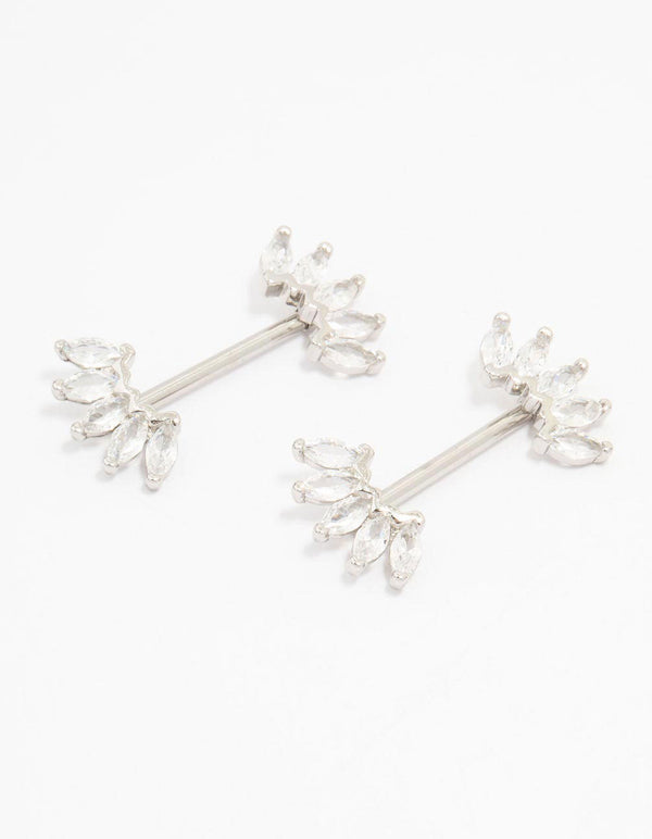 Surgical Steel Marquise Fan Double Nipple Piercing