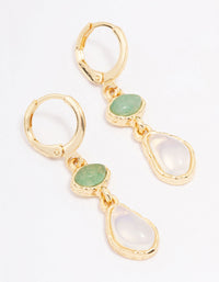 Gold Plated Double Organic Stone Drop Earrings - link has visual effect only