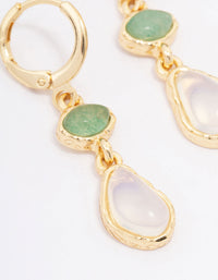 Gold Plated Double Organic Stone Drop Earrings - link has visual effect only