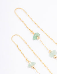 Gold Plated Stone Station Drop Earrings - link has visual effect only