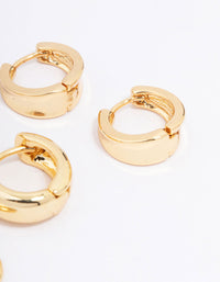 Gold Plated Basic Huggie Hoop Earring 3-Pack - link has visual effect only