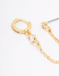 Gold Plated Cubic Zirconia Pave Chain Earring Pack - link has visual effect only