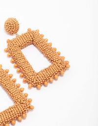 Orange Beaded Rectangular Drop Earrings - link has visual effect only