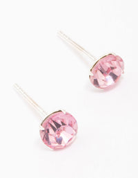 Sterling Silver Pink Czech Crystal Small Stud Earrings - link has visual effect only