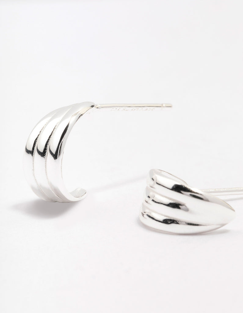 Sterling Silver Textured Hoop Earrings