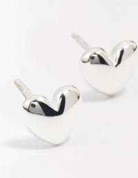 Sterling Silver Puffy Heart Stud Earrings - link has visual effect only