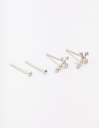 Sterling Silver Cubic Zirconia Cross Stud Earring Pack - link has visual effect only