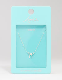 Sterling Silver Cubic Zirconia Bow Pendant Necklace - link has visual effect only