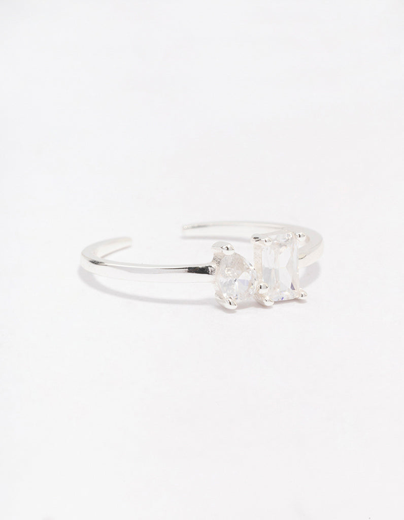 Sterling Silver Cubic Zirconia Adjustable Ring