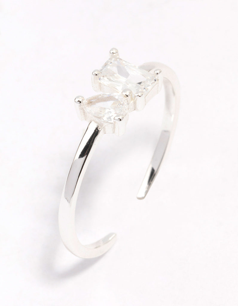 Sterling Silver Cubic Zirconia Adjustable Ring