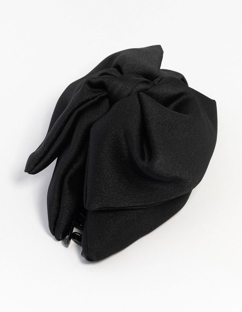 Large Fabric Bow Front Claw Clip