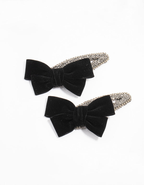 Mixed Beaded Velvet Bow Clips 2-Pack