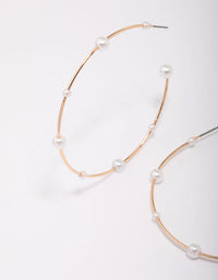 Gold Fine Pearl Hoop Earrings - link has visual effect only