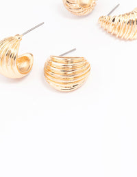 Gold Textured Hoop Earring Pack - link has visual effect only