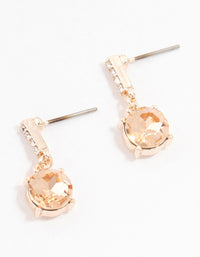 Rose Gold Cup Chain Circular Czech Crystal Drop Earrings - link has visual effect only