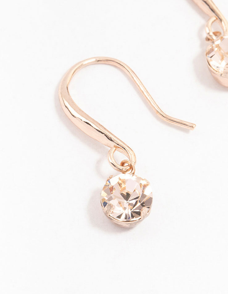 Rose Gold Basic Czech Crystals Drop Earrings