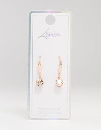 Rose Gold Basic Czech Crystals Drop Earrings - link has visual effect only