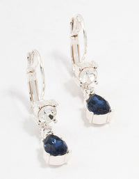 Silver Continental Pear Czech Crystals Drop Earrings - link has visual effect only