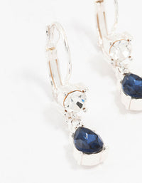 Silver Continental Pear Czech Crystals Drop Earrings - link has visual effect only