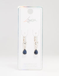 Silver Continental Pear Czech Crystals Drop Earrings - link has visual effect only