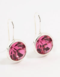 Large Pink Encased Bohemia Czech Crystal Silver Drop Earrings - link has visual effect only