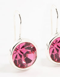 Large Pink Encased Bohemia Czech Crystal Silver Drop Earrings - link has visual effect only