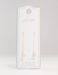 Silver Pear Bohemia Czech Crystal Thread Through Earrings - link has visual effect only