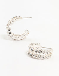 Silver  Bohemia Czech Crystals Double Strand Hoop Earrings - link has visual effect only