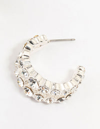 Silver  Bohemia Czech Crystals Double Strand Hoop Earrings - link has visual effect only