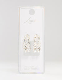 Silver  Bohemia Czech Crystals Double Strand Hoop Earrings - link has visual effect only