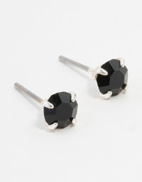 Silver Circular Black Bohemia Czech Crystal Stud Earrings 5 MM - link has visual effect only