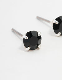 Silver Circular Black Bohemia Czech Crystal Stud Earrings 5 MM - link has visual effect only