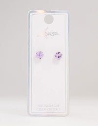 Circular Purple Bohemia Czech Crystal Stud Earrings 7 MM - link has visual effect only