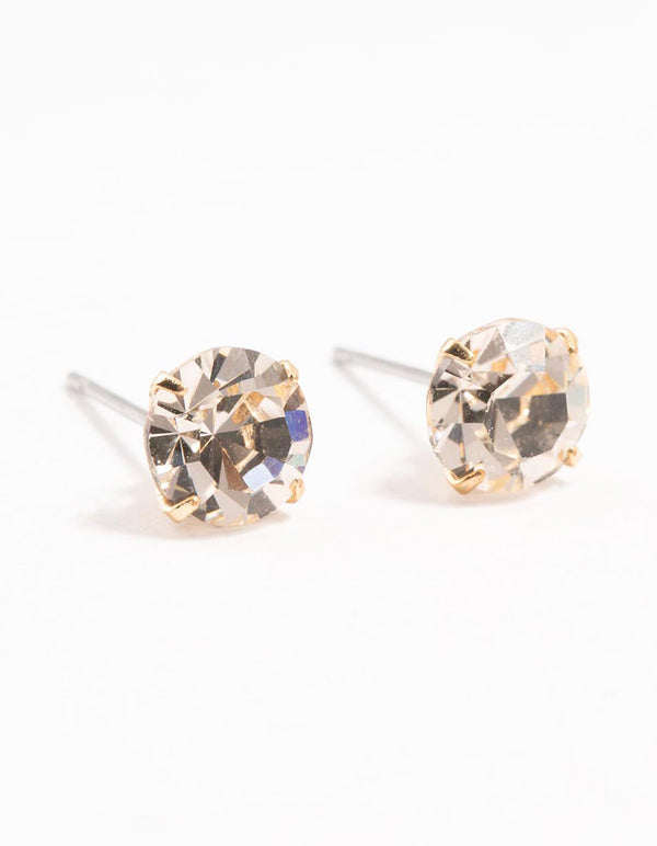 Circular Bohemia Czech Crystal Stud Earrings 7 MM