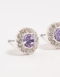 Halo Purple Bohemia Czech Crystal Silver Stud Earrings - link has visual effect only