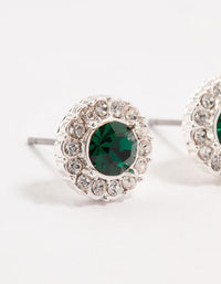 Silver Green Halo Bohemia Czech Crystal Stud Earrings - link has visual effect only